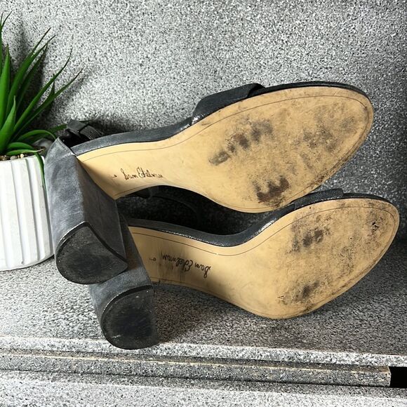 SAM EDELMAN | Yaro Ankle Strap Block Heel Sandals Metallic Pewter Size 9 - Picture 9 of 9